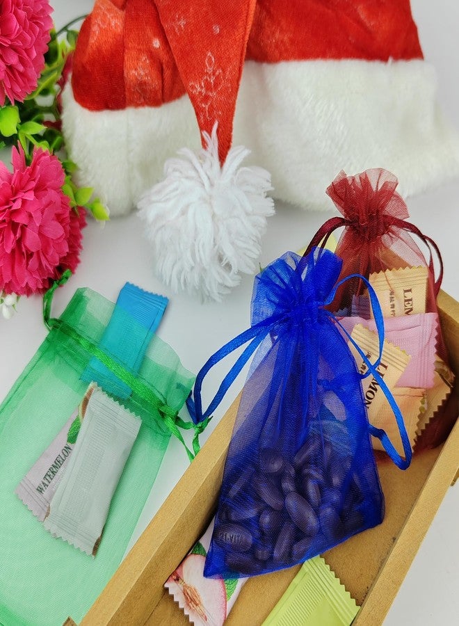 JUNSDUKE 10 Pcs Small Gift Bags, Mix Color Organza Bags 3x4 Inches, Mesh Drawstring Bag for Wedding, Party, Christmas, Jewelry, Candy (10) - Image 4